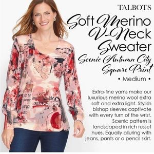 NWT Talbots Long Sleeve Pullover Merino Wool Lightweight Knit Sweater Sz L $10